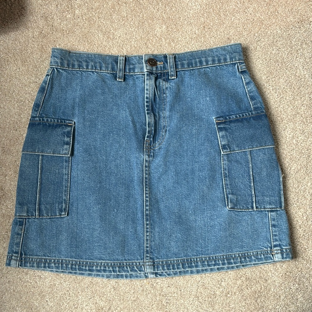 High waisted denim skirt